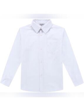 NWT Bienzoe Boys Button Down School Uniform Long Sleeve Shirt, 16